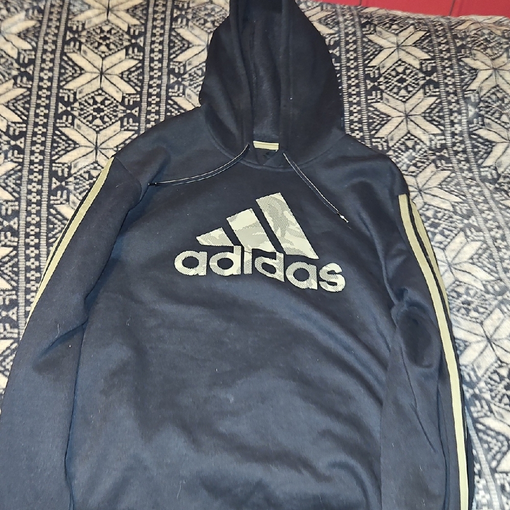 Adidas Black Hoodie with Metallic Logo